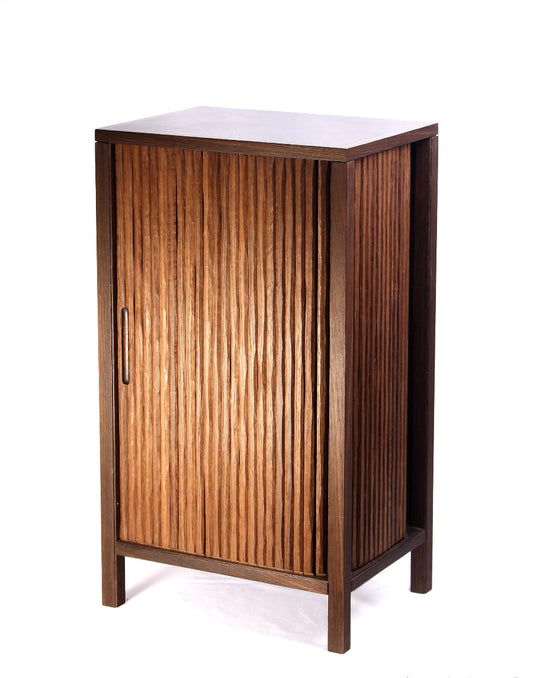 Fumed Oak Tambour Side Table